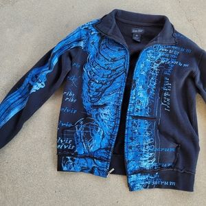Iron Fist black blue skeleton print zip up Small